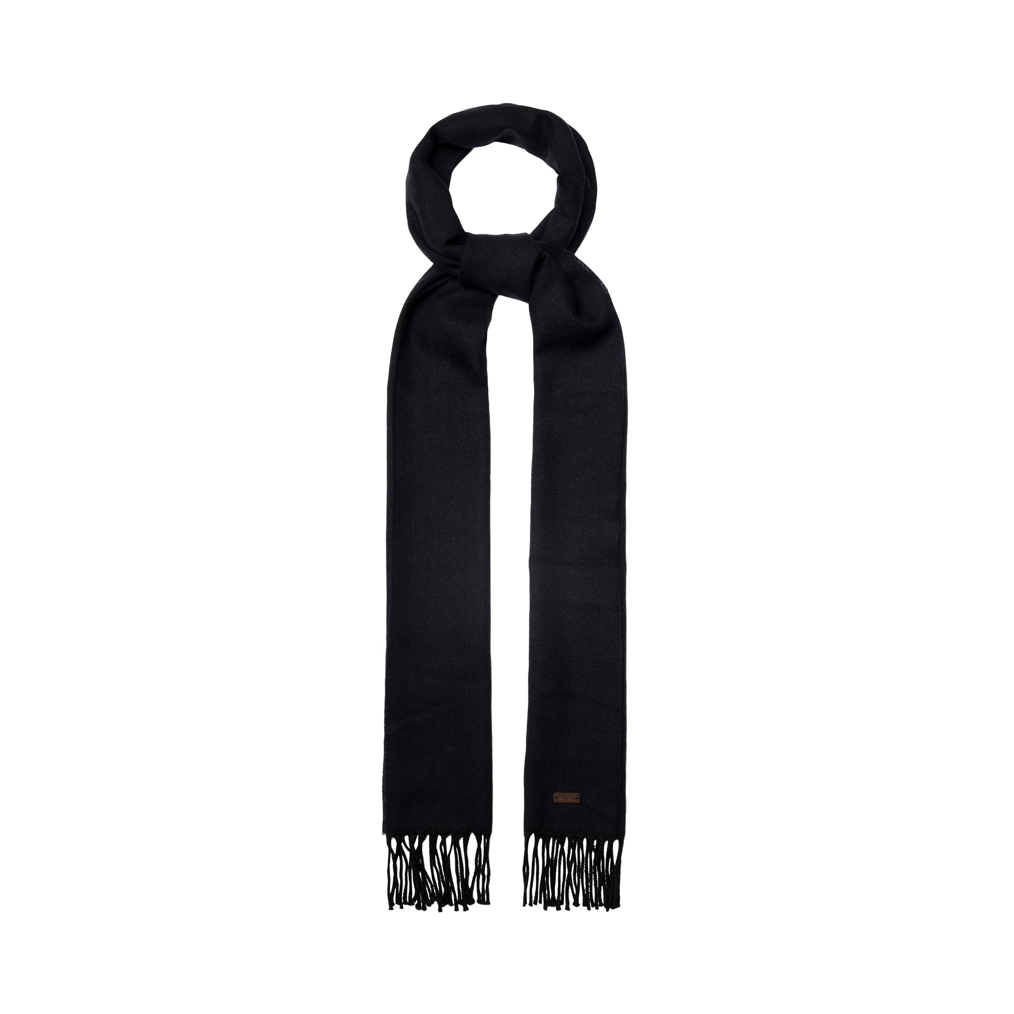 Dark Blue Herringbone Merino Wool Scarf - ETON