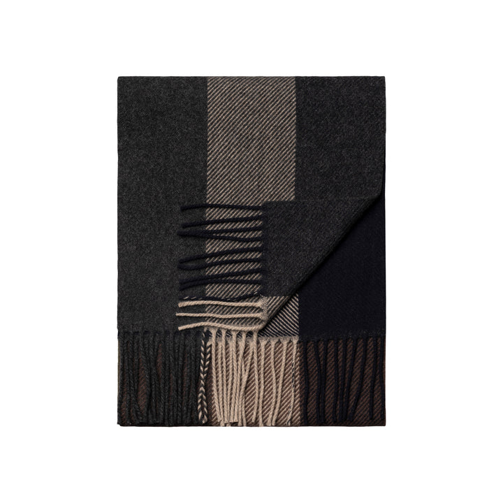 Dark Brown Block Colour Cashmere Scarf - ETON