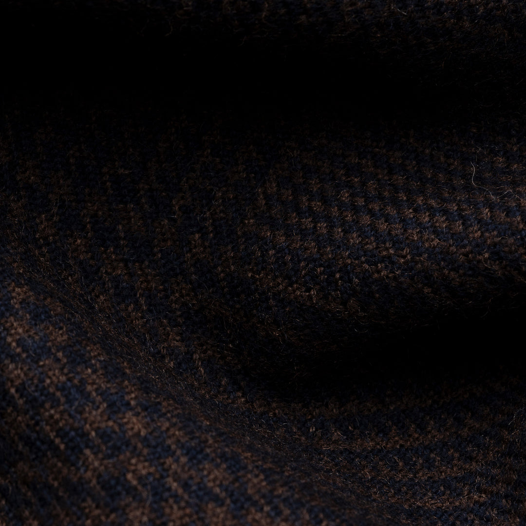 Dark Brown Prince-of-Wales Check Merino Wool Scarf - ETON