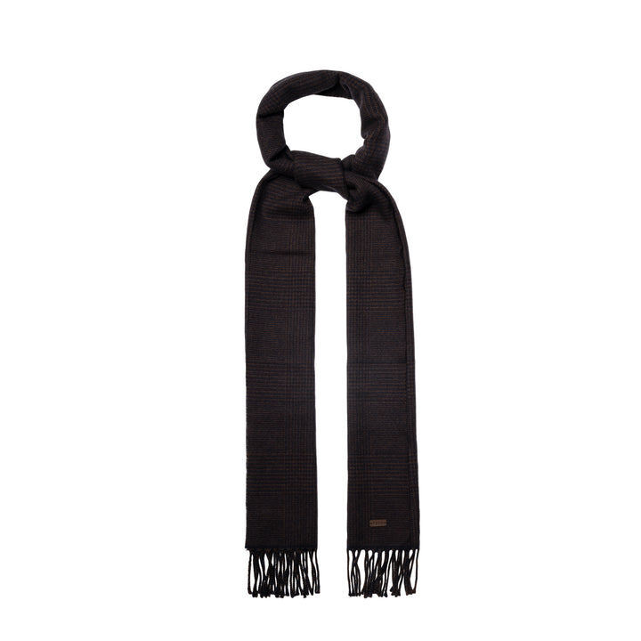 Dark Brown Prince-of-Wales Check Merino Wool Scarf - ETON