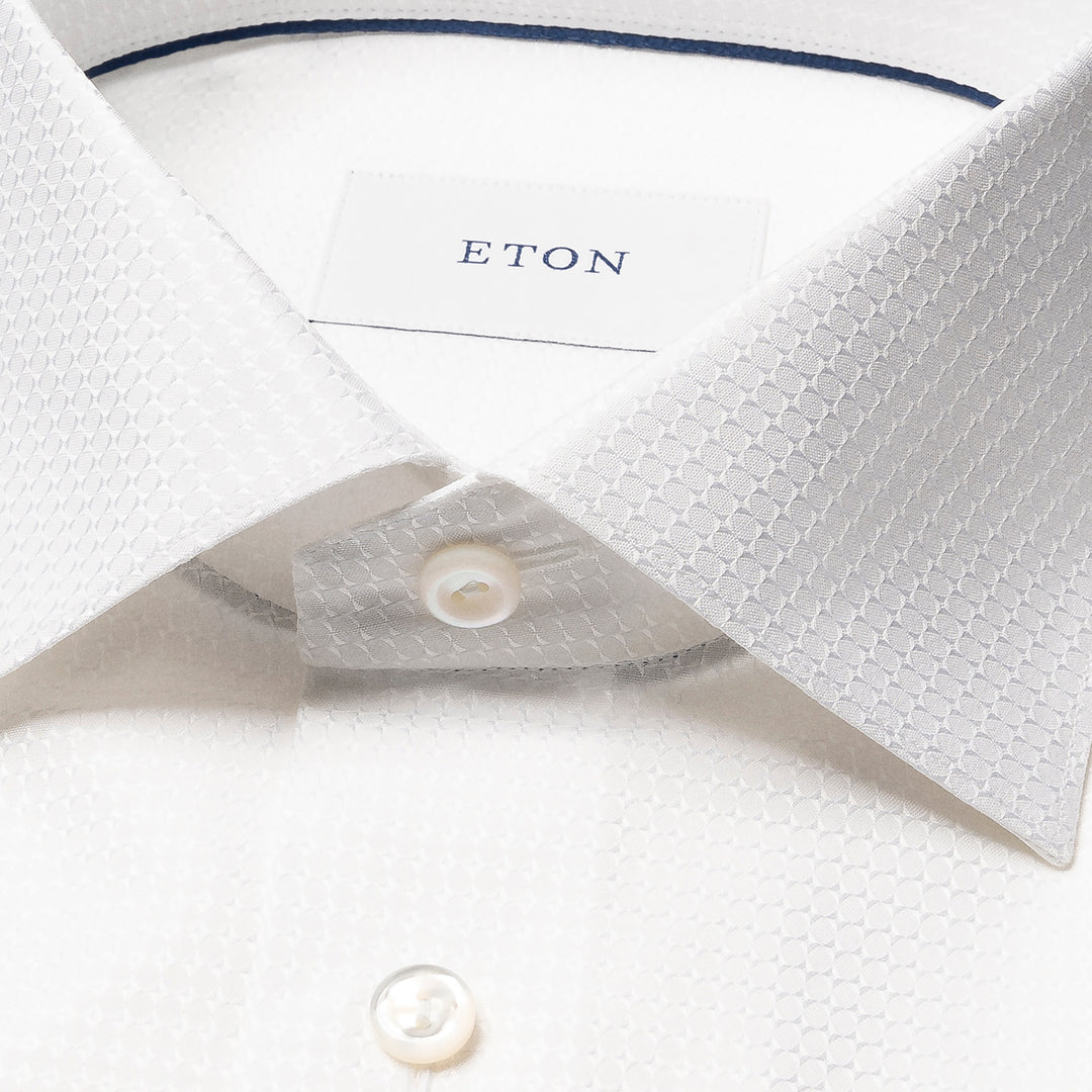 White Semi-Solid Dobby Slim Fit Evening Dress Shirt - ETON