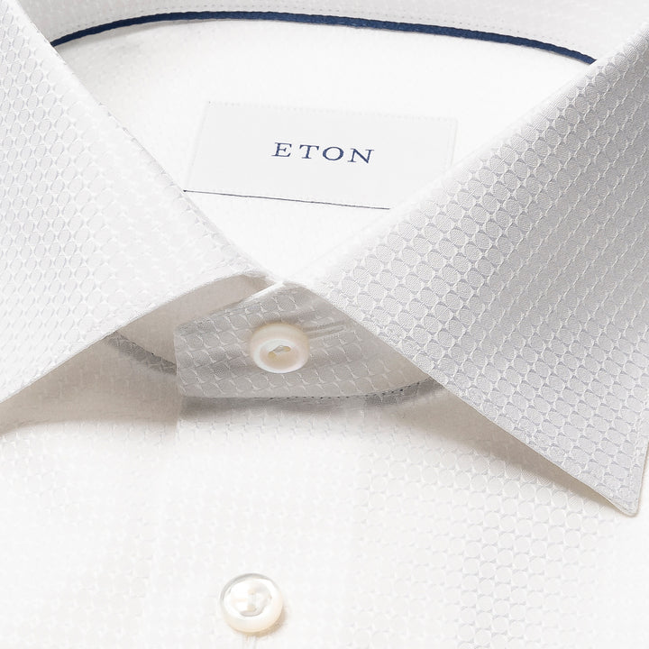 White Semi-Solid Dobby Slim Fit Evening Dress Shirt - ETON