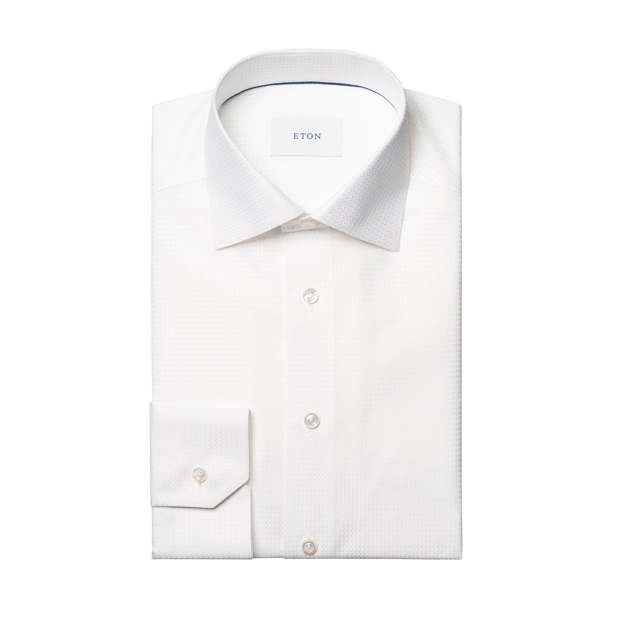 White Semi-Solid Dobby Slim Fit Evening Dress Shirt - ETON