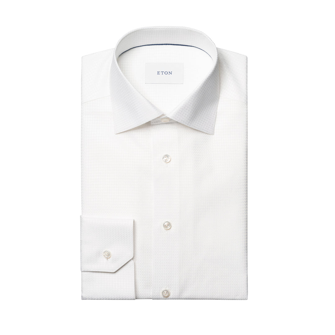White Semi-Solid Dobby Slim Fit Evening Dress Shirt - ETON