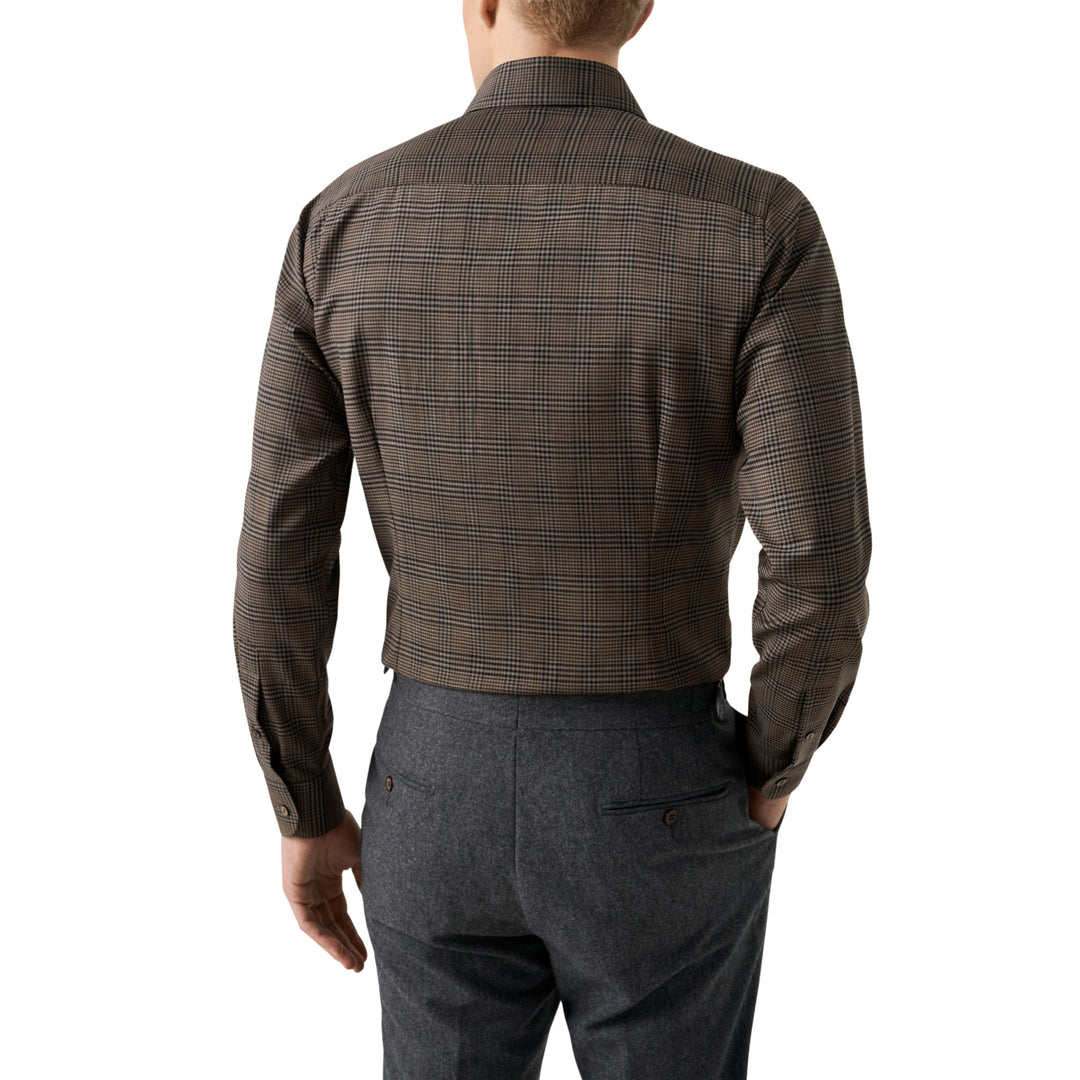Brown Check Merino Wool Slim Fit Shirt - ETON
