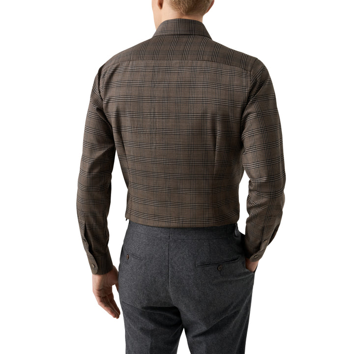 Brown Check Merino Wool Slim Fit Shirt - ETON