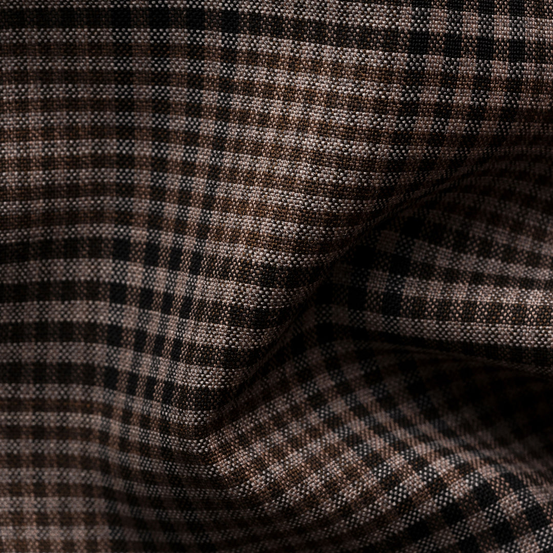 Brown Check Merino Wool Slim Fit Shirt - ETON