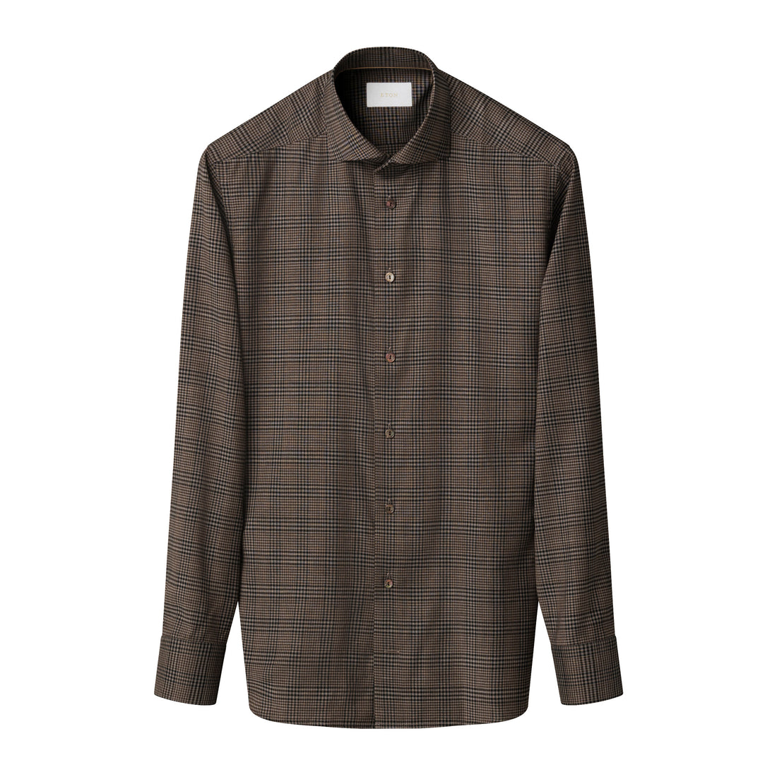 Brown Check Merino Wool Slim Fit Shirt - ETON