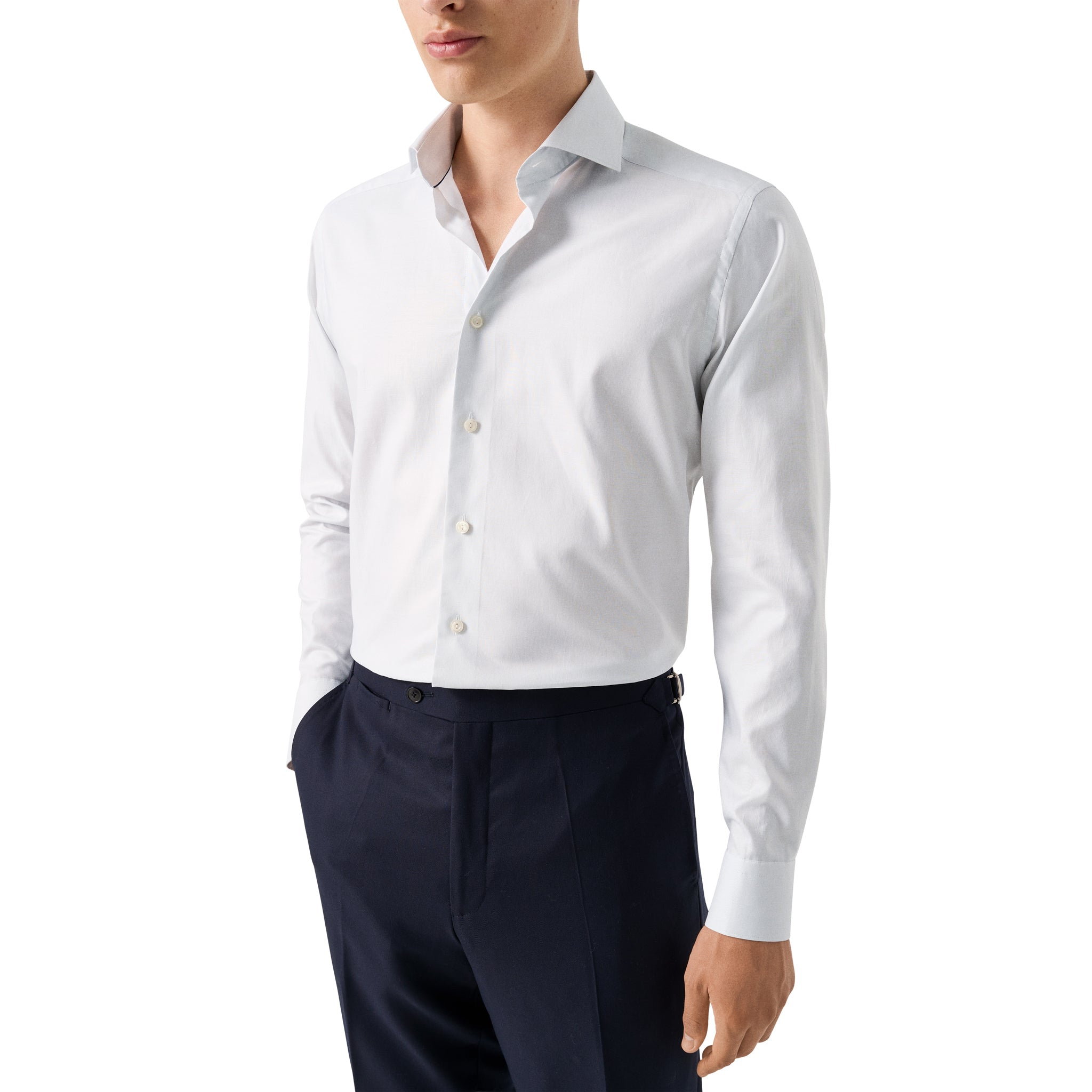 Ice Gray Semi-Solid Signature Oxford Slim Fit Shirt - ETON