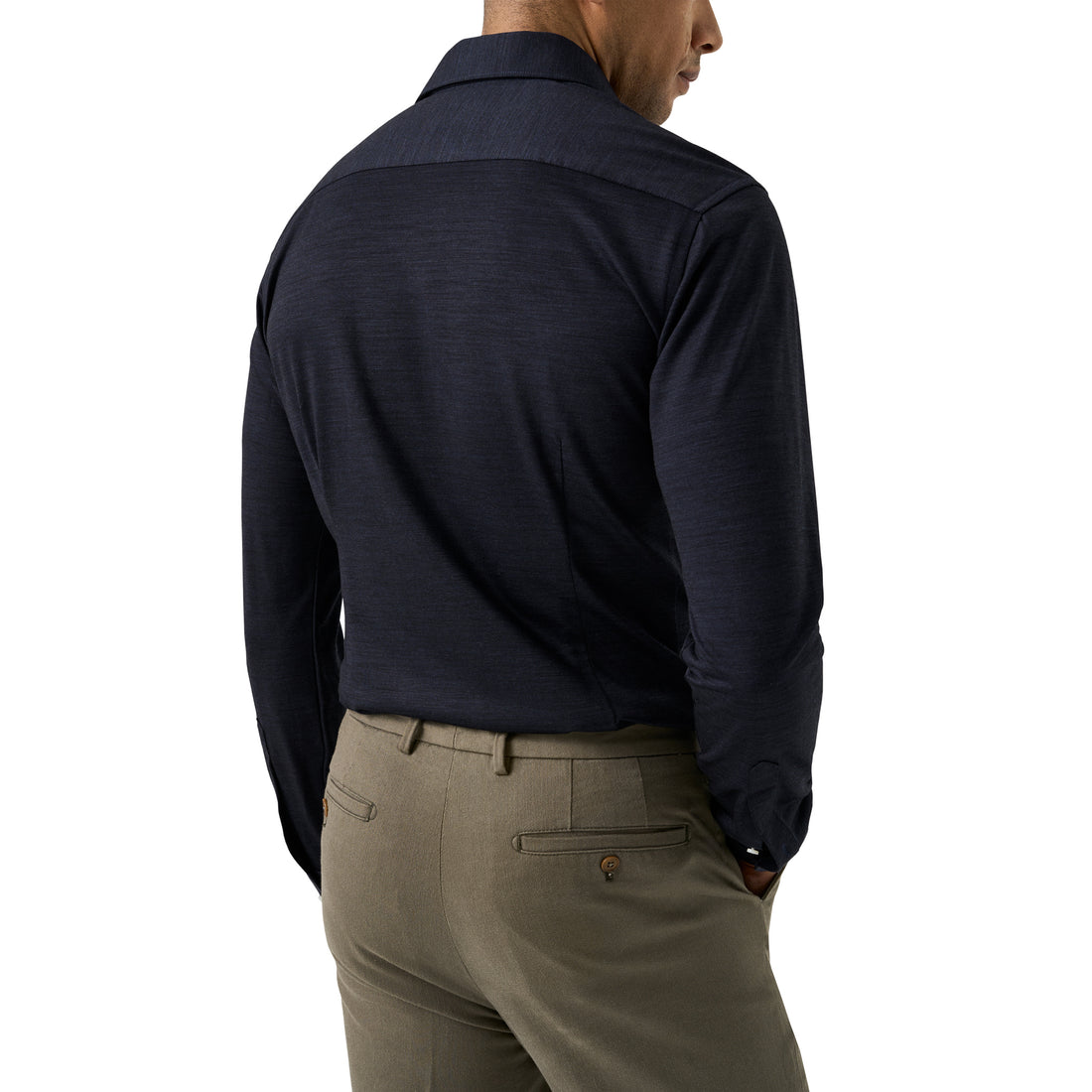 Navy Blue Knitted Merino-Lyocell Slim Fit Casual Shirt - ETON