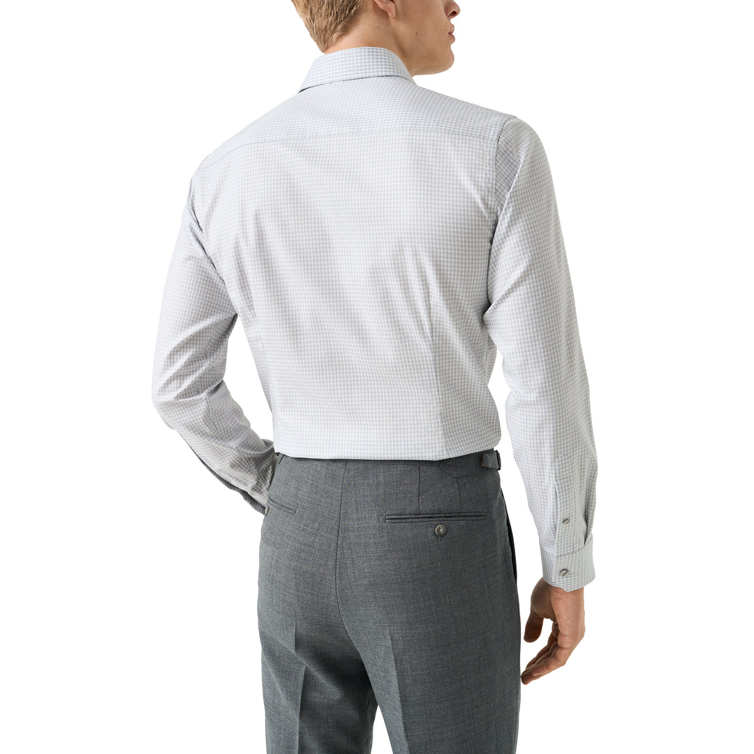 Light Gray Check Cotton-Tencel Lyocell Slim Fit Shirt - ETON