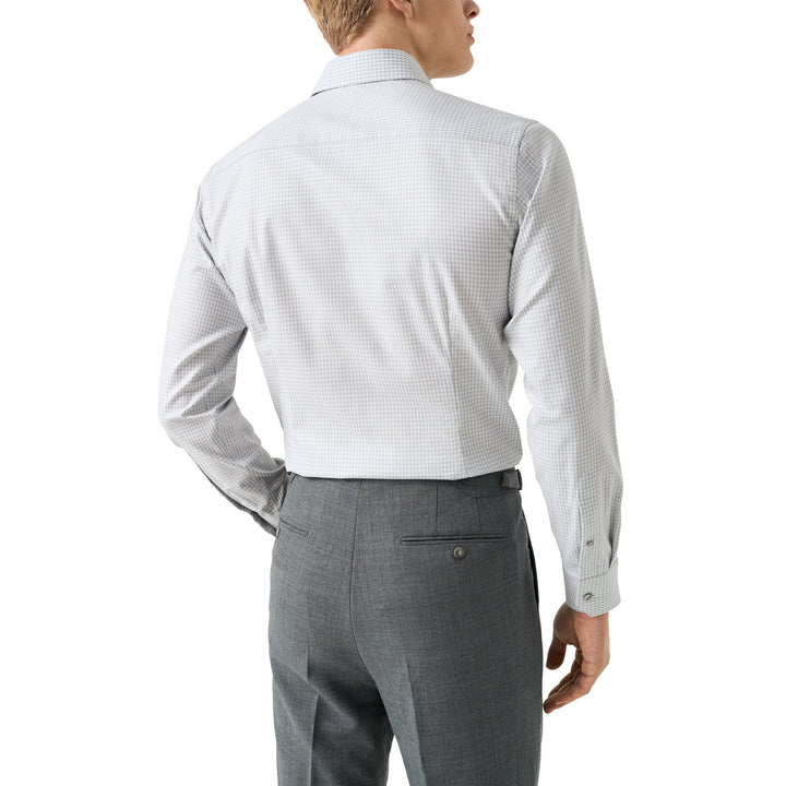 Light Gray Check Cotton-Tencel Lyocell Slim Fit Shirt - ETON