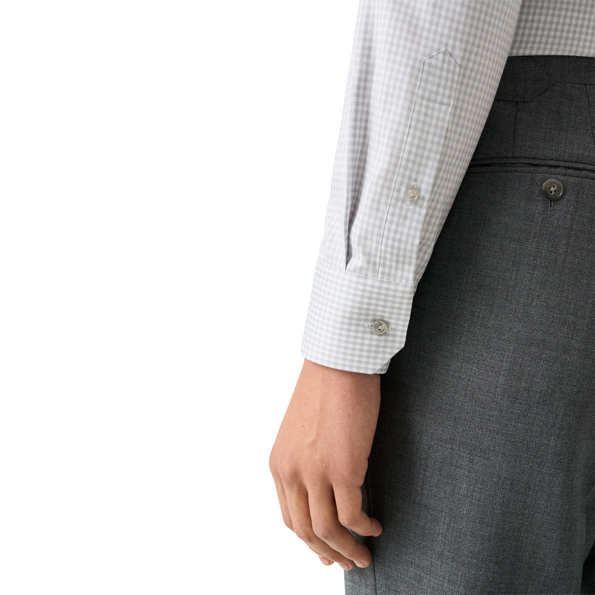 Light Gray Check Cotton-Tencel Lyocell Slim Fit Shirt - ETON