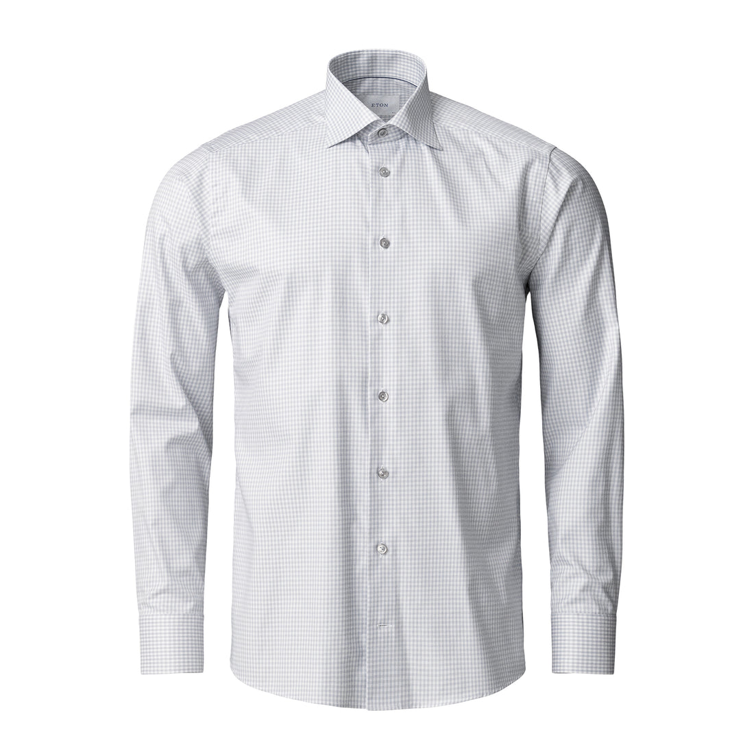 Light Gray Check Cotton-Tencel Lyocell Slim Fit Shirt - ETON