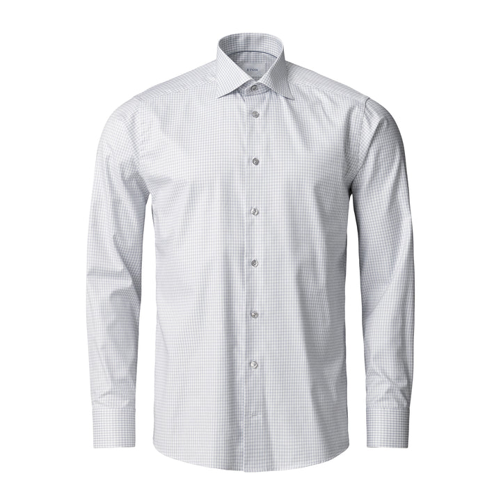Light Gray Check Cotton-Tencel Lyocell Slim Fit Shirt - ETON