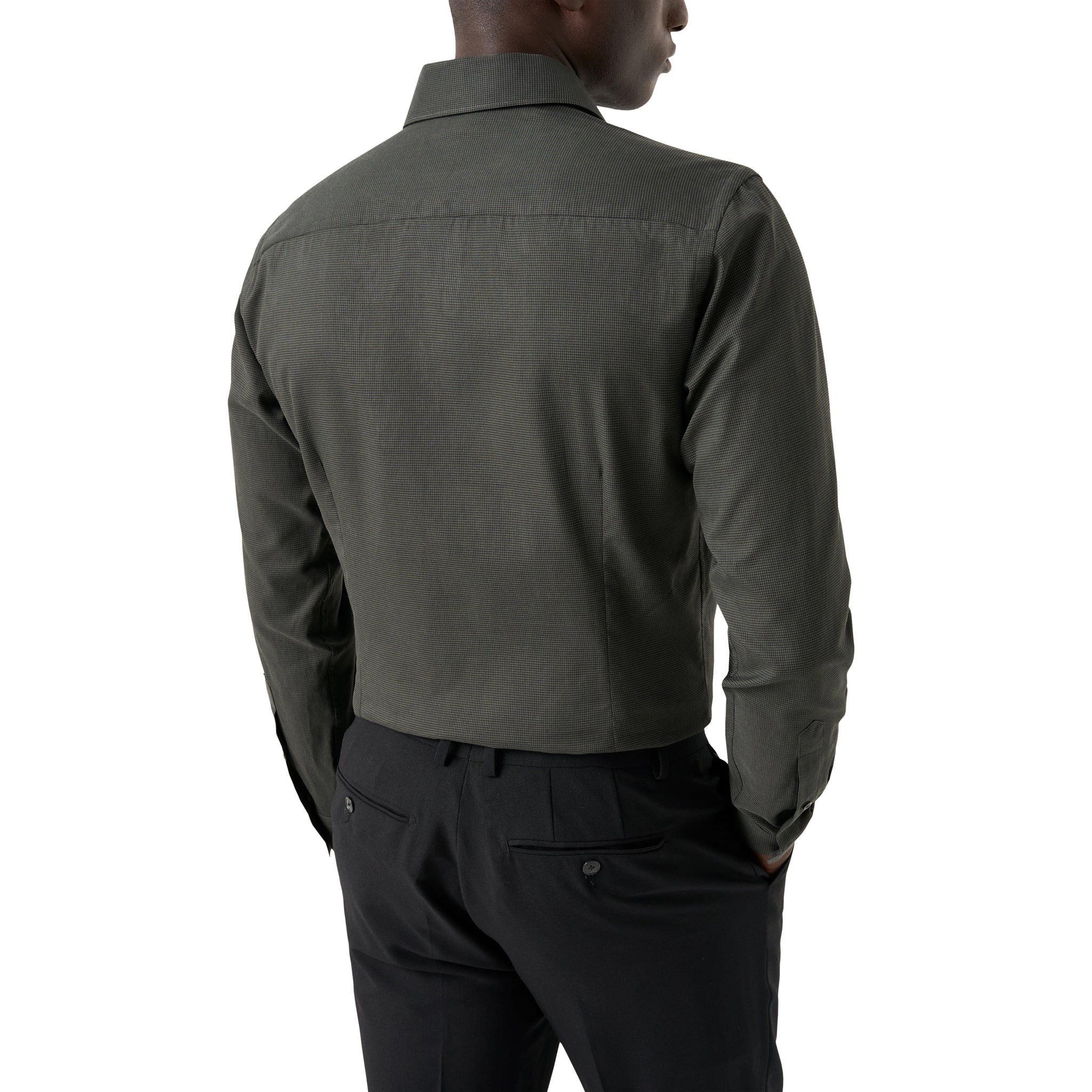 Dark Green Micro Check Signature Lightweight Flannel Slim Fit Shirt - ETON