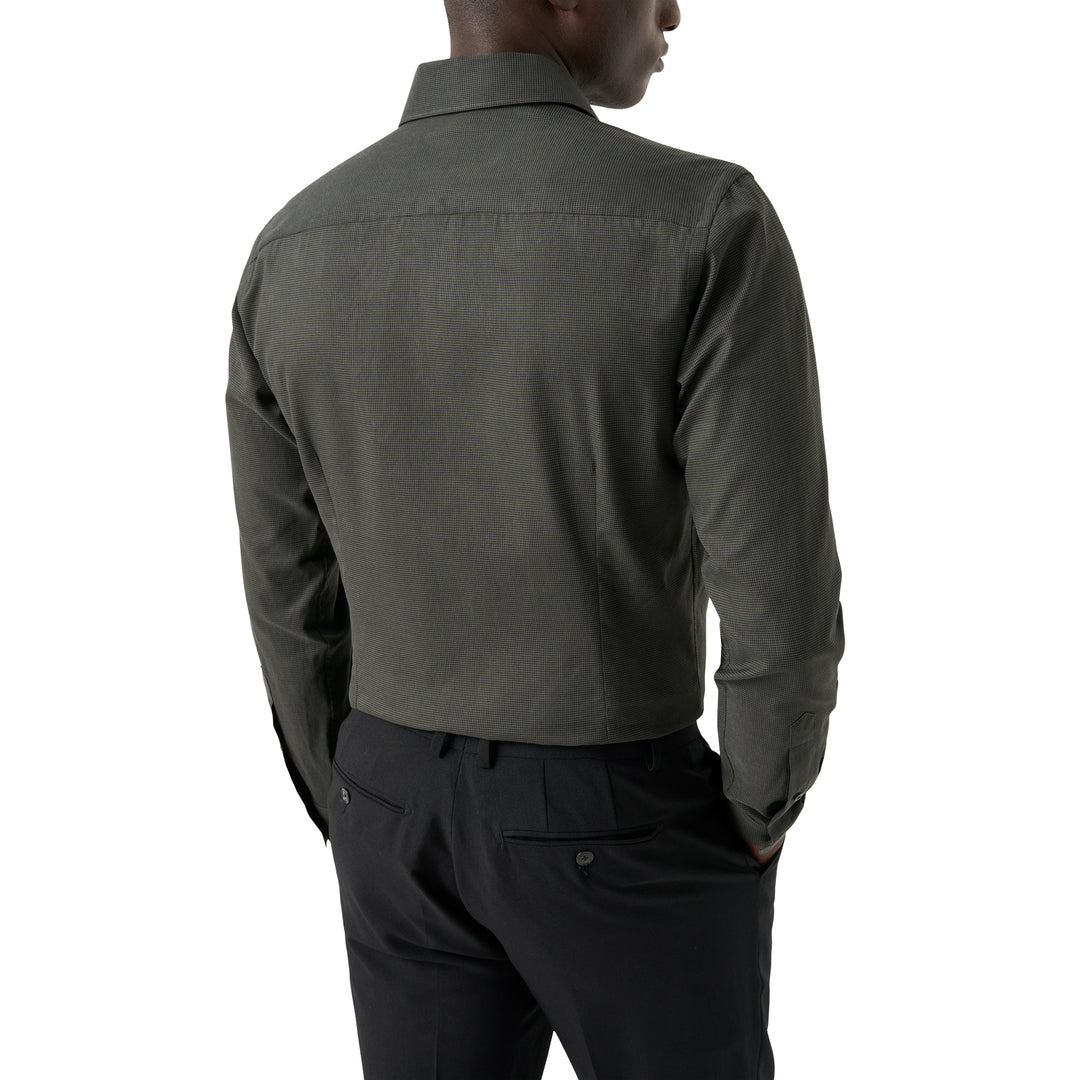 Dark Green Micro Check Signature Lightweight Flannel Slim Fit Shirt - ETON