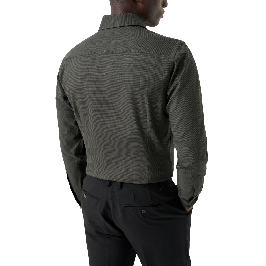 Dark Green Micro Check Signature Lightweight Flannel Slim Fit Shirt - ETON