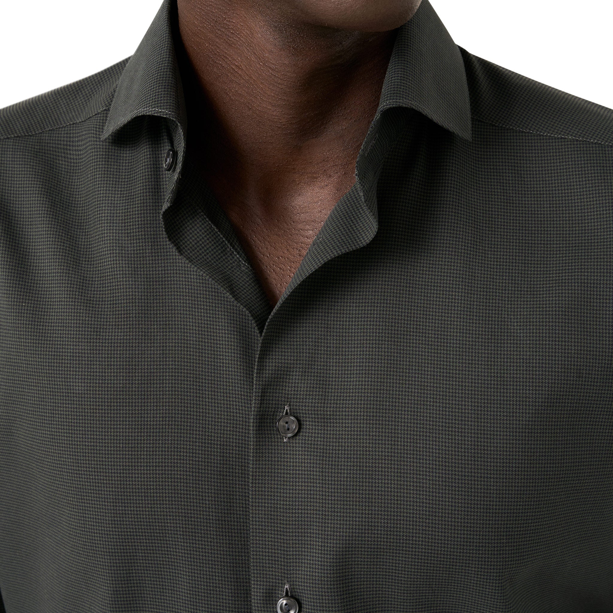Dark Green Micro Check Signature Lightweight Flannel Slim Fit Shirt - ETON