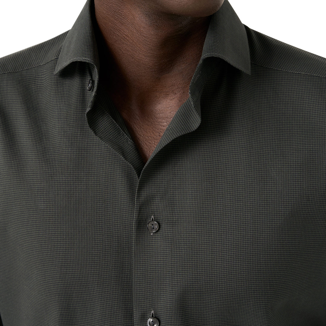 Dark Green Micro Check Signature Lightweight Flannel Slim Fit Shirt - ETON