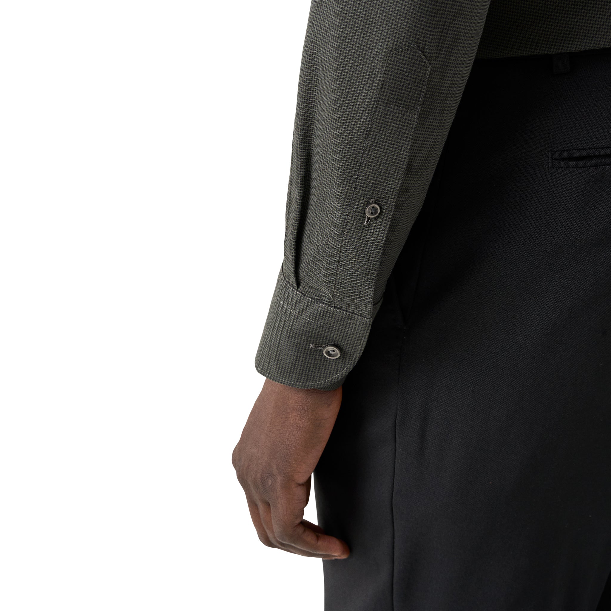 Dark Green Micro Check Signature Lightweight Flannel Slim Fit Shirt - ETON