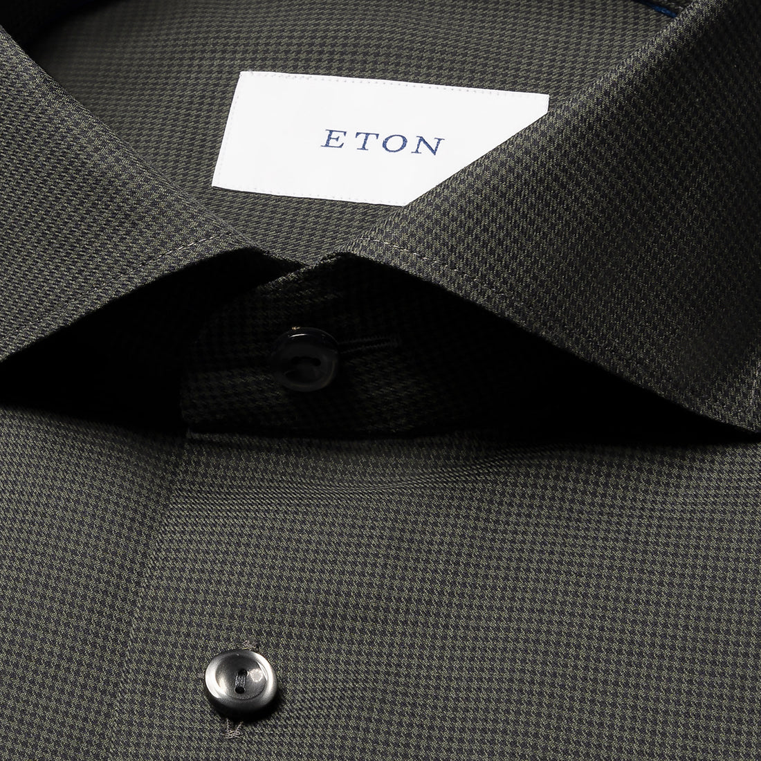 Dark Green Micro Check Signature Lightweight Flannel Slim Fit Shirt - ETON