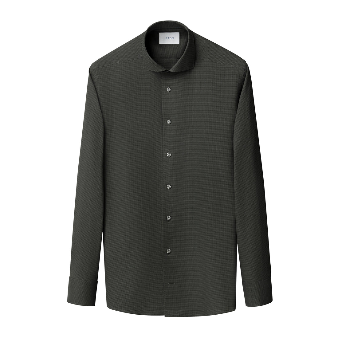 Dark Green Micro Check Signature Lightweight Flannel Slim Fit Shirt - ETON
