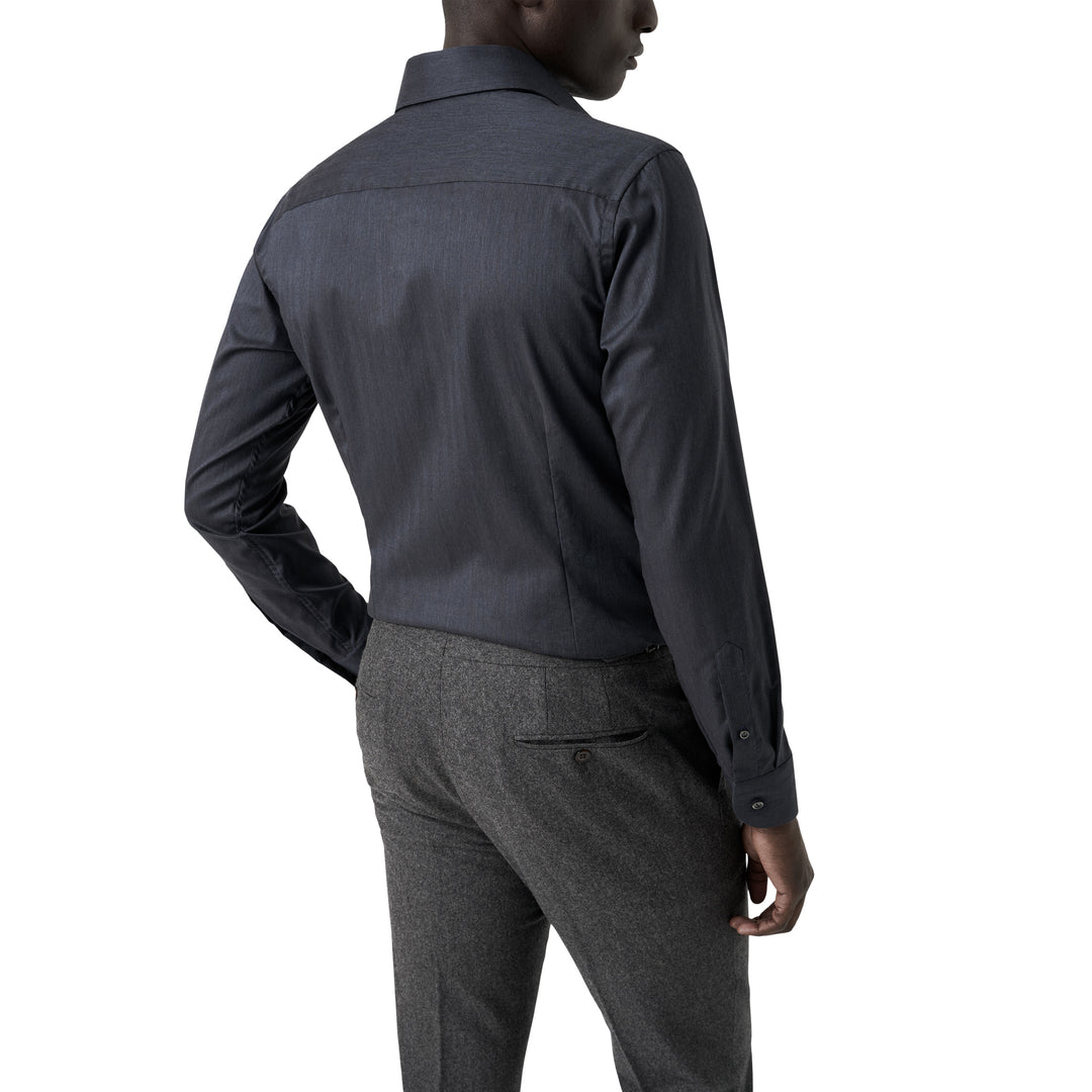 Navy Blue Solid Signature Flannel Slim Fit Shirt - ETON