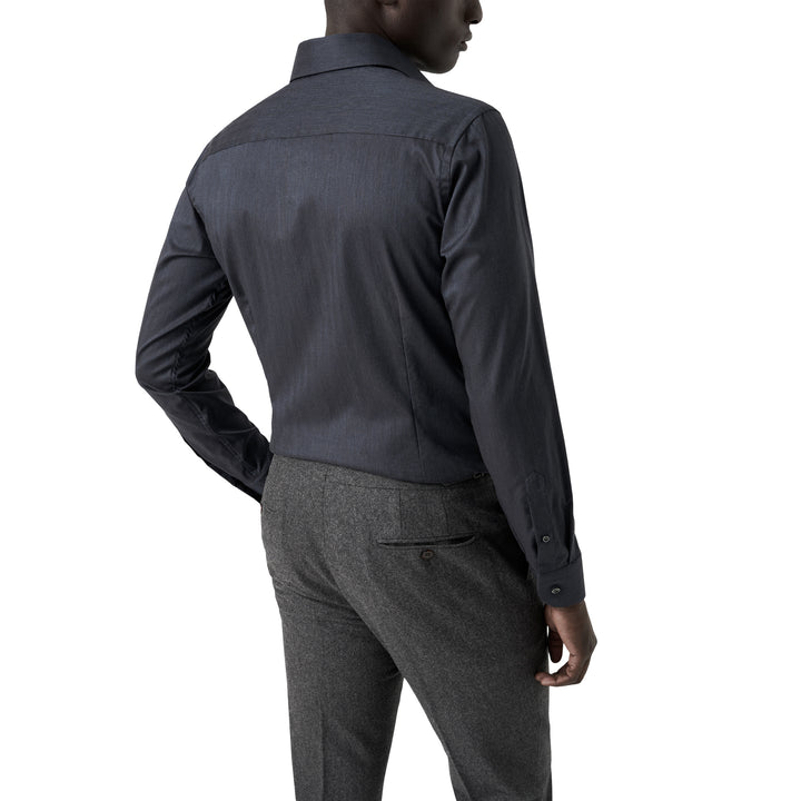 Navy Blue Solid Signature Flannel Slim Fit Shirt - ETON