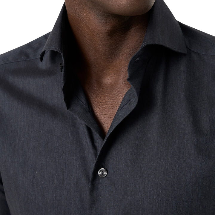 Navy Blue Solid Signature Flannel Slim Fit Shirt - ETON