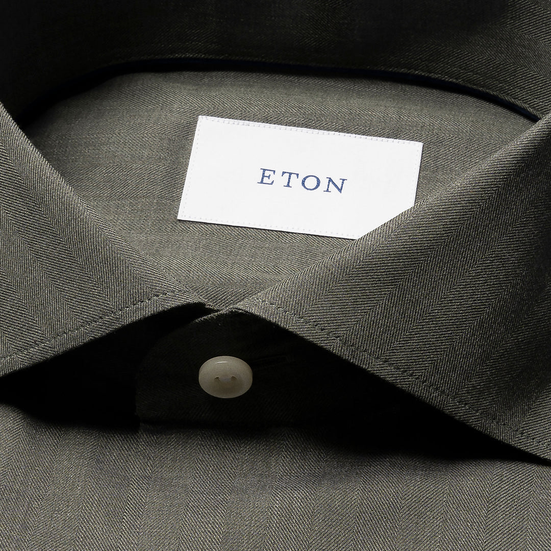Green Solid Signature Flannel Slim Fit Shirt - ETON