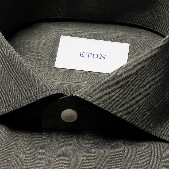 Green Solid Signature Flannel Slim Fit Shirt - ETON