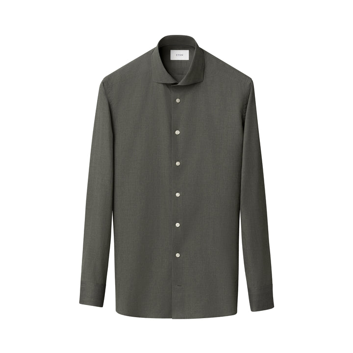 Green Solid Signature Flannel Slim Fit Shirt - ETON