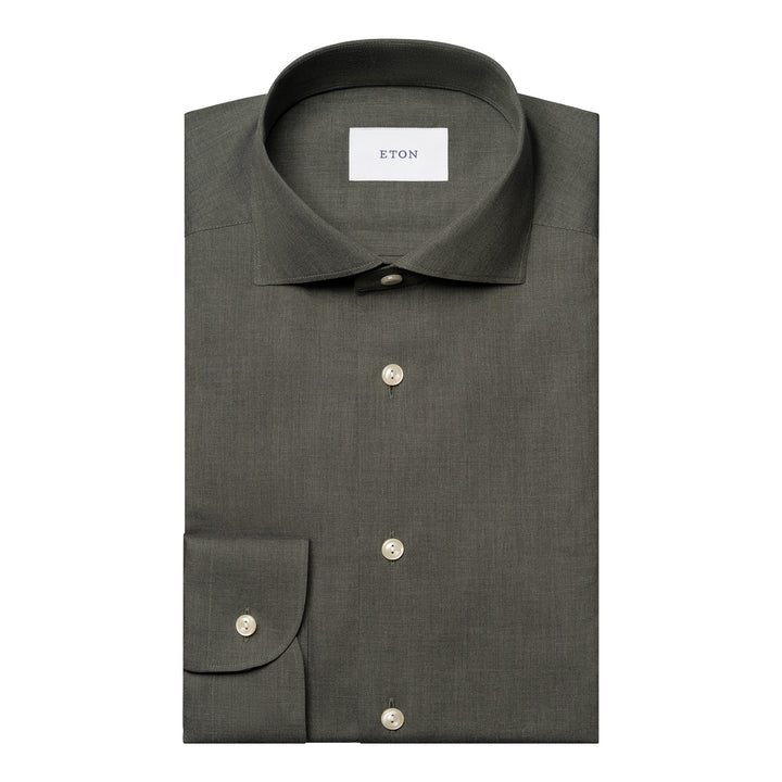 Green Solid Signature Flannel Slim Fit Shirt - ETON