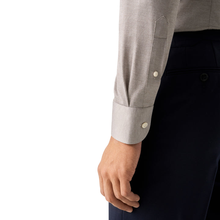 Beige Filo Di Scozia Cotton Knit Slim Fit Casual Shirt - ETON