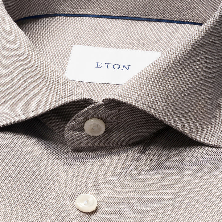 Beige Filo Di Scozia Cotton Knit Slim Fit Casual Shirt - ETON