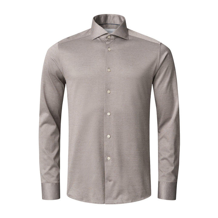Beige Filo Di Scozia Cotton Knit Slim Fit Casual Shirt - ETON