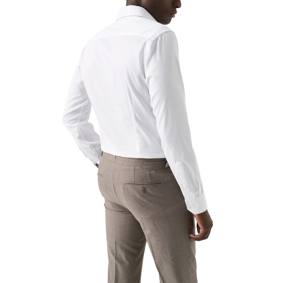 White Floral Effect Contrast Signature Twill Slim Fit Shirt - ETON