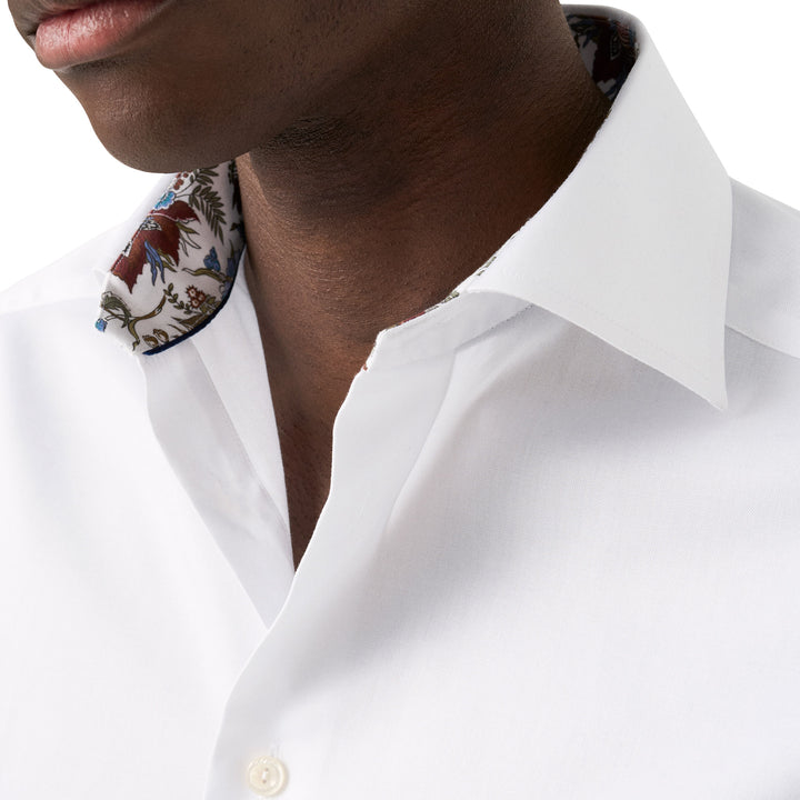 White Floral Effect Contrast Signature Twill Slim Fit Shirt - ETON