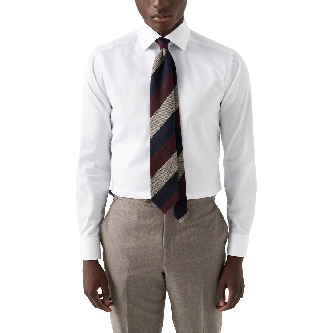 White Floral Effect Contrast Signature Twill Slim Fit Shirt - ETON