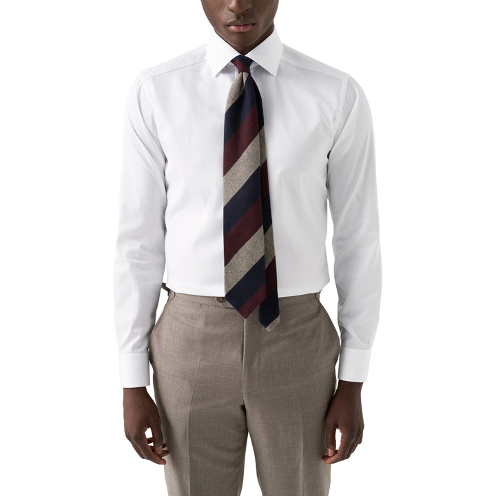 White Floral Effect Contrast Signature Twill Slim Fit Shirt - ETON