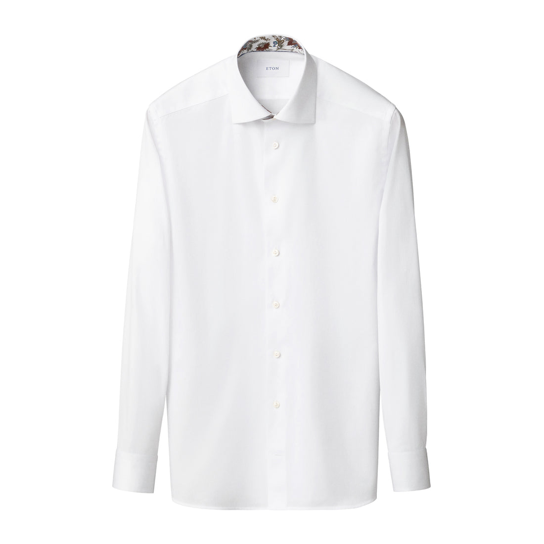 White Floral Effect Contrast Signature Twill Slim Fit Shirt - ETON