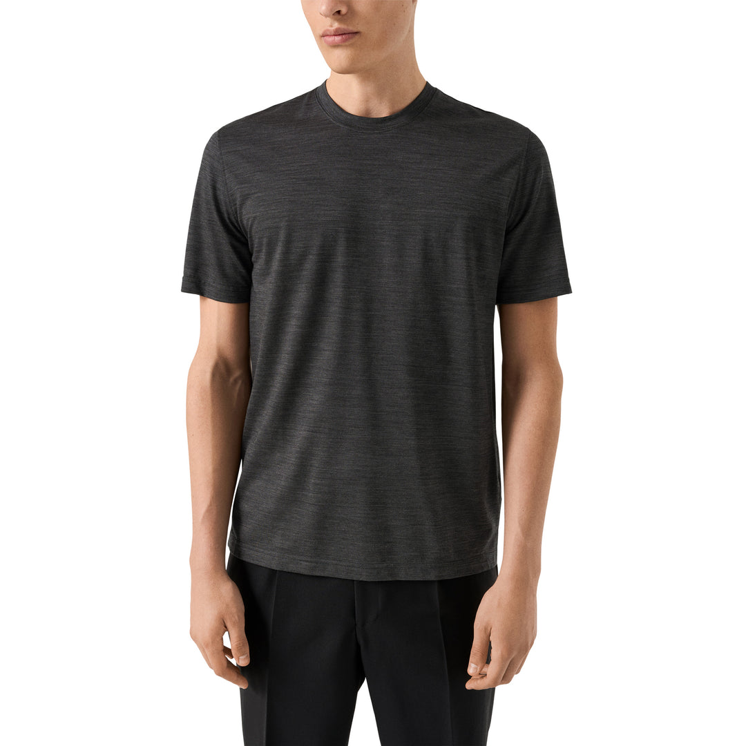 Dark Gray Merino Wool Lyocell Crew Neck T-shirt - ETON