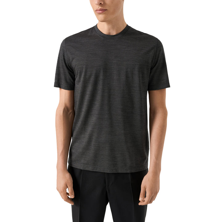 Dark Gray Merino Wool Lyocell Crew Neck T-shirt - ETON