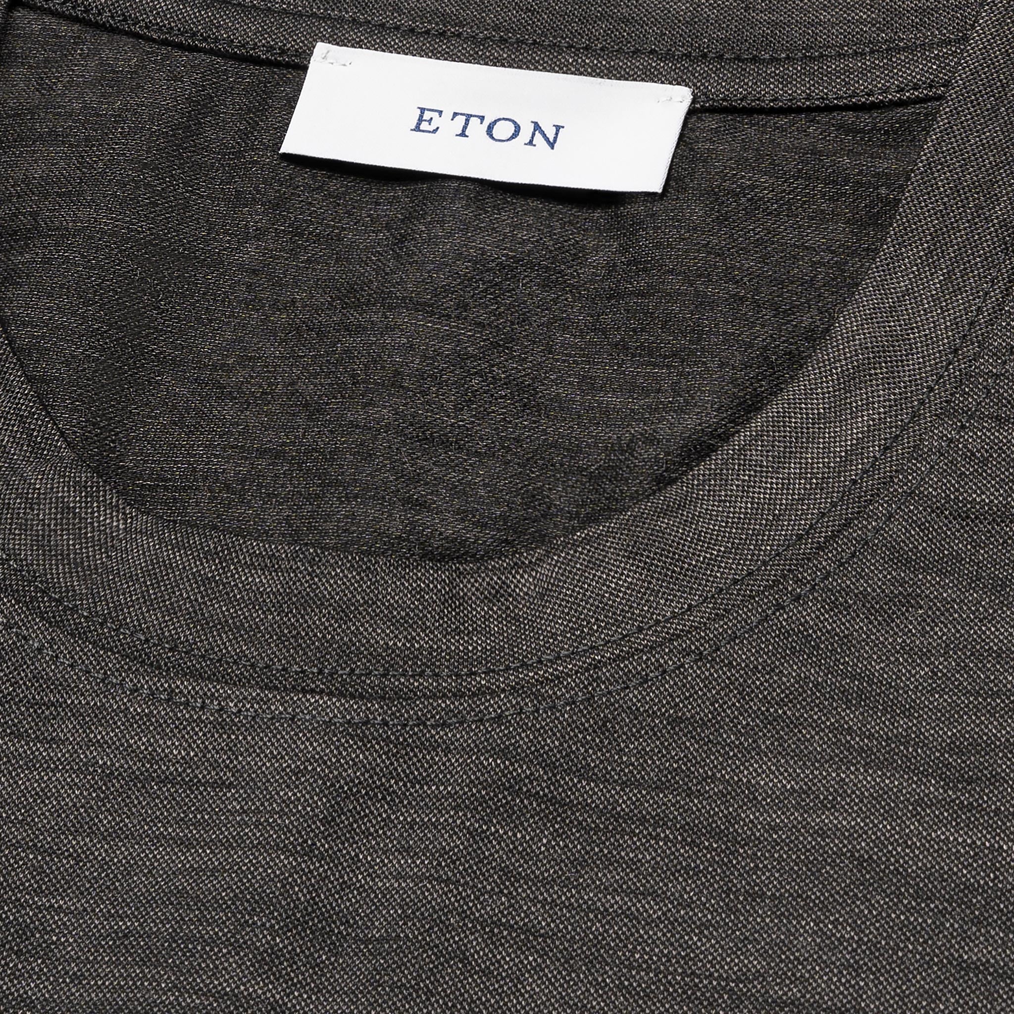 Dark Gray Merino Wool Lyocell Crew Neck T-shirt - ETON