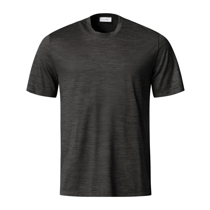 Dark Gray Merino Wool Lyocell Crew Neck T-shirt - ETON