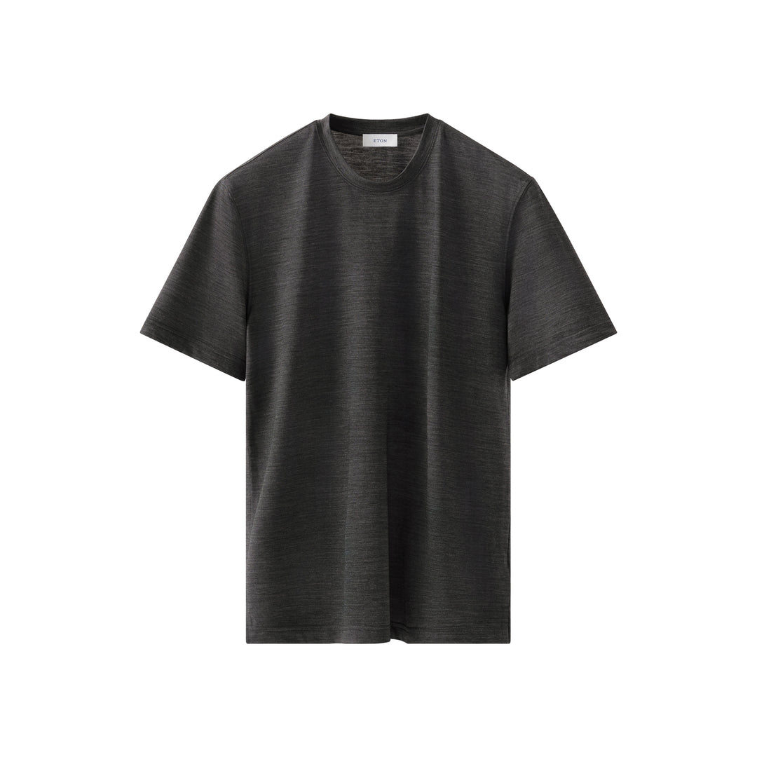 Dark Gray Merino Wool Lyocell Crew Neck T-shirt - ETON