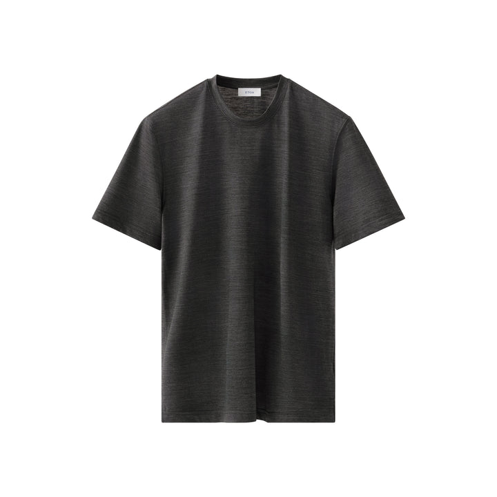 Dark Gray Merino Wool Lyocell Crew Neck T-shirt - ETON