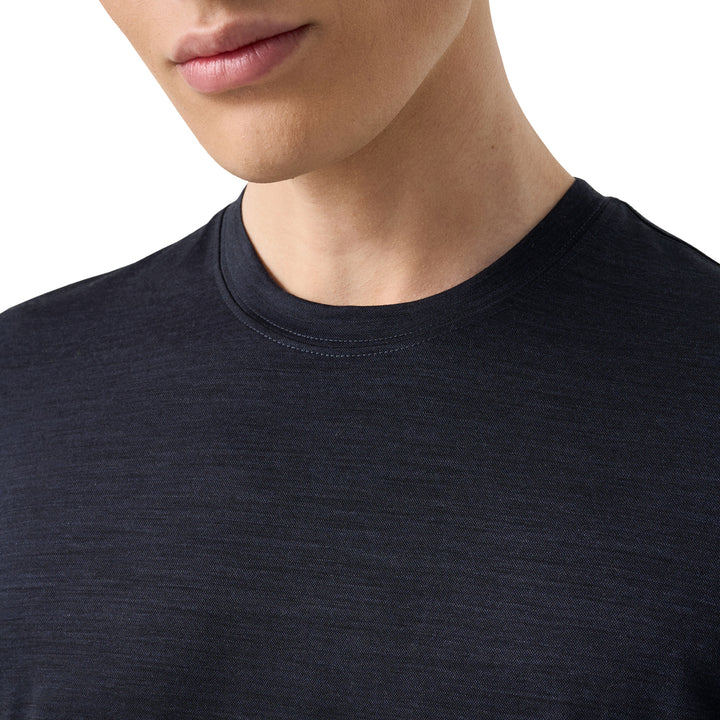 Navy Blue Merino Wool Lyocell Crew Neck T-shirt - ETON