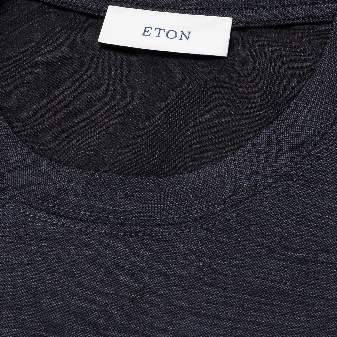 Navy Blue Merino Wool Lyocell Crew Neck T-shirt - ETON